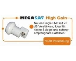 Megasat High Gain Single LNB 0.1dB 70dB