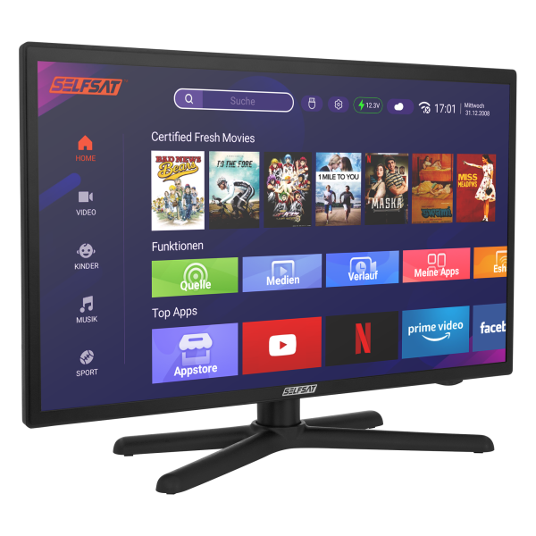 SELFSAT SMART LED TV 1222 (55 cm/22") inkl. DVB-S2/C/T2 HD Tuner mit WLAN und Bluetooth