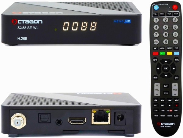 Octagon SX88 SE V2 WL Full HD Sat IP-Receiver DVB-S2, 2.4GHz WiFi, Kartenleser, USB, HDMI, Schwarz