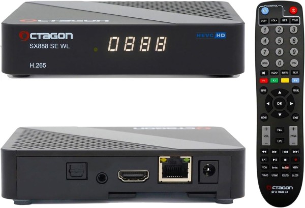 Octagon SX888 SE V2 WL Full HD H.265 IP-Receiver, 2.4GHz WiFi, USB, HDMI, Schwarz